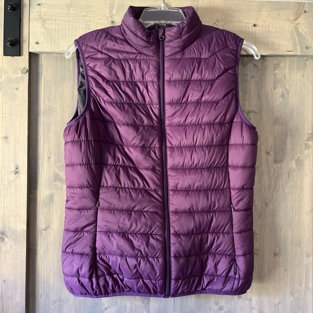 Landway Polyloft‎ Puffer Vest Women's size Large Purple Lightweight 100% Nylon